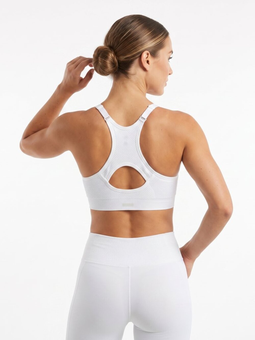 *Athletic Works White Seamless Sports Bra M Medium Adjustable Racerback Keyhole